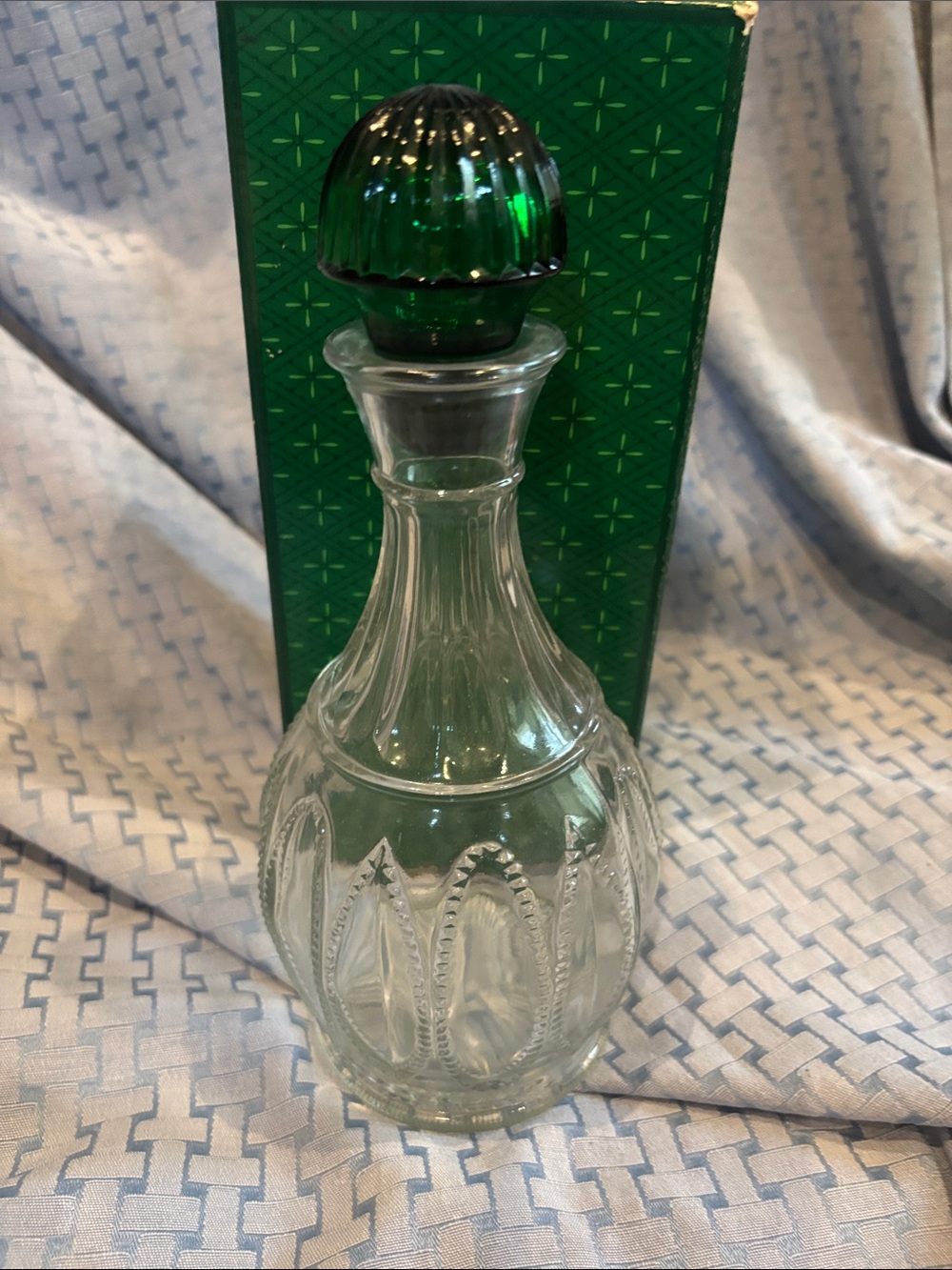 Vintage Avon Emerald Accent Decanter with Box